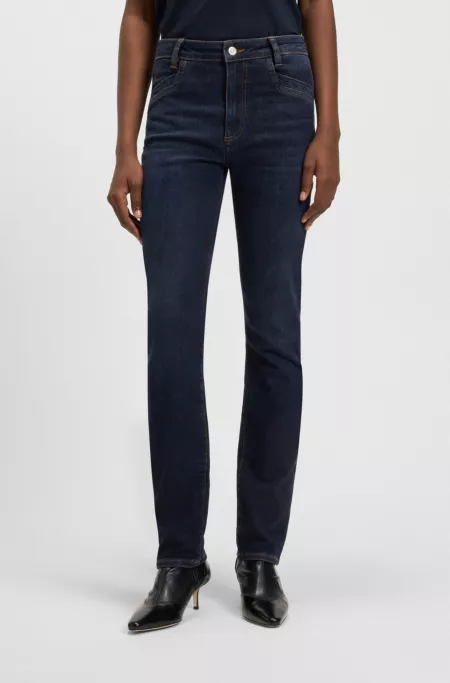 Deep-blue slim-fit jeans in stretch denim
