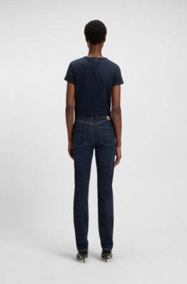 Deep-blue slim-fit jeans in stretch denim, Dark Blue