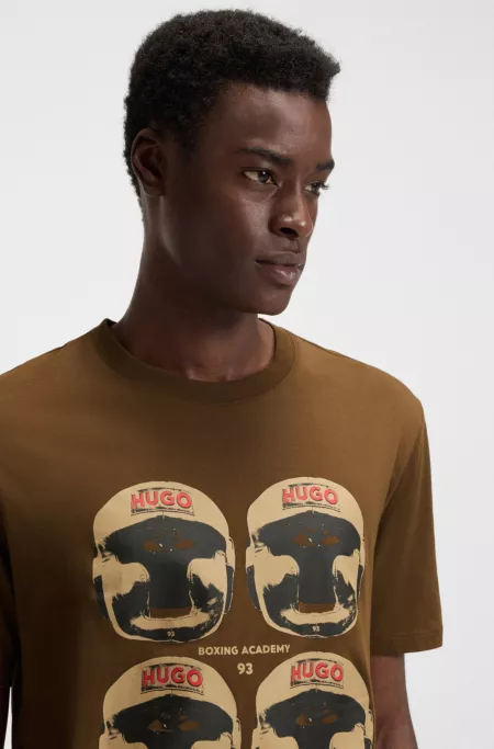 Boxing-artwork T-shirt in cotton jersey