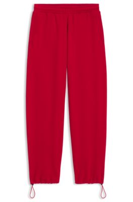Peached-cotton tracksuit bottoms in a baggy fit, Dark Red