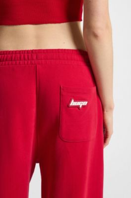 Peached-cotton tracksuit bottoms in a baggy fit, Dark Red