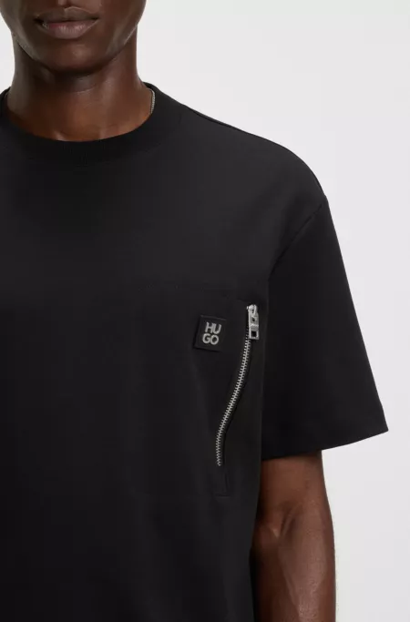 Zip-pocket T-shirt in interlock cotton