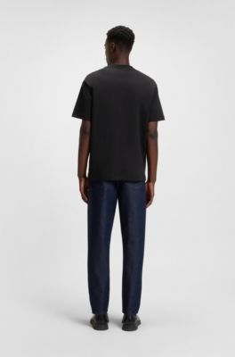 Camiseta de algod&oacute;n interlock con bolsillo con cremallera, Negro