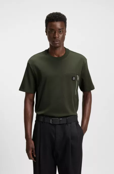 Zip-pocket T-shirt in interlock cotton