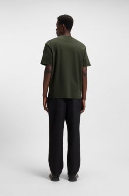 Camiseta de algod&oacute;n interlock con bolsillo con cremallera, Verde oscuro