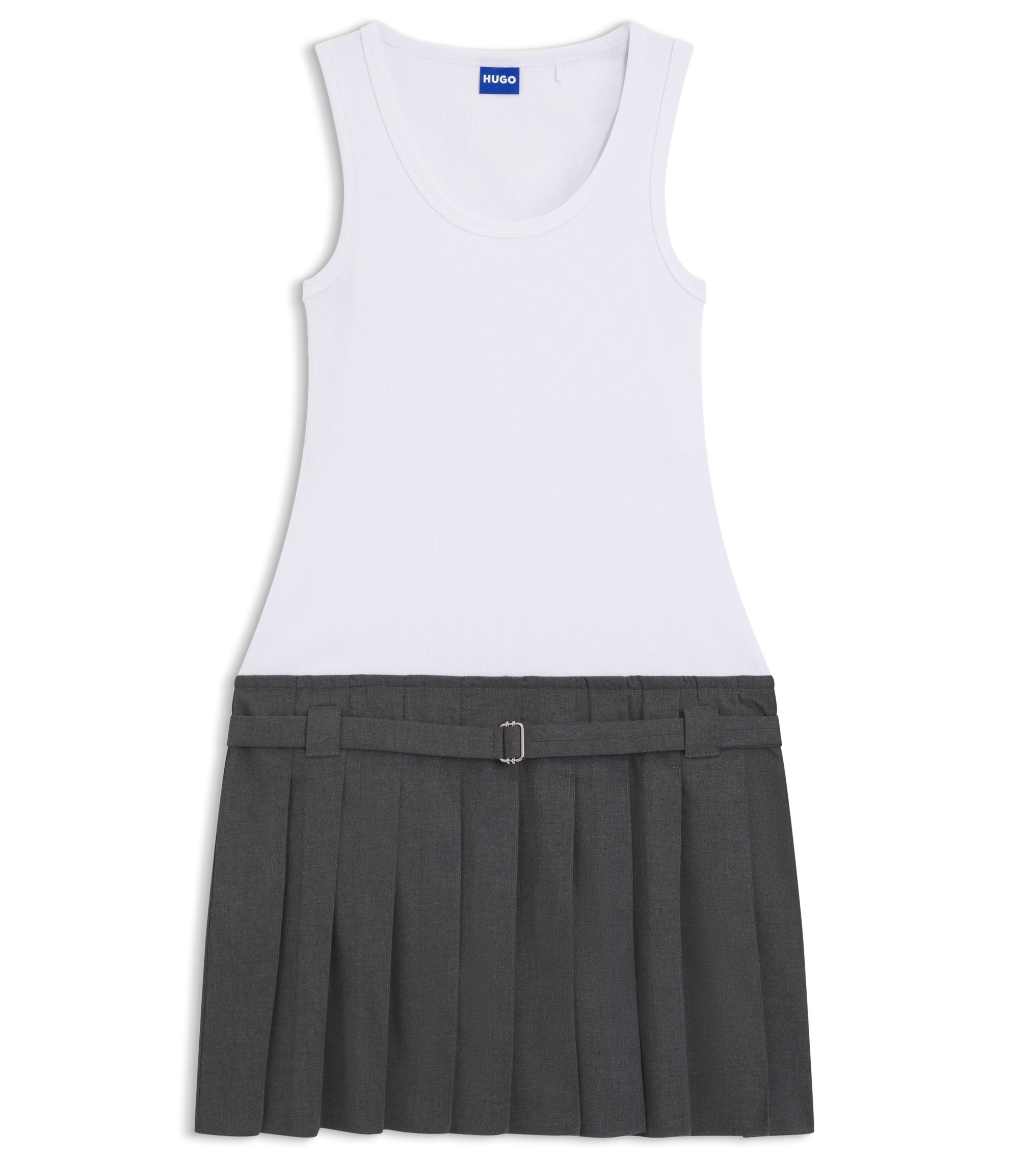 HUGO Sleeveless dress with pleated skirt White
