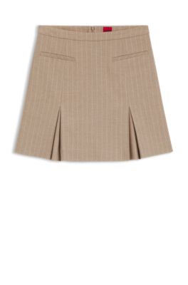 Minifalda en franela con raya diplom&aacute;tica, Beige