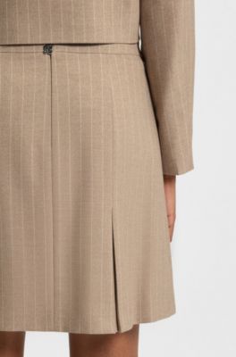 Mini skirt in pinstripe flannel, Beige