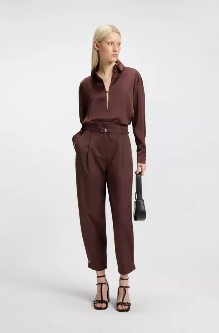 Tapered-fit trousers in cotton twill