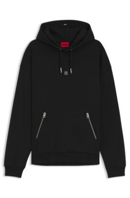 HUGO - Hoodie with stacked logo - Black