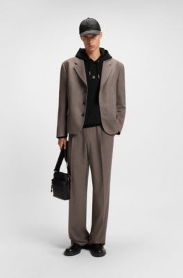 Sudadera de algod&oacute;n con capucha y logo apilado, Negro