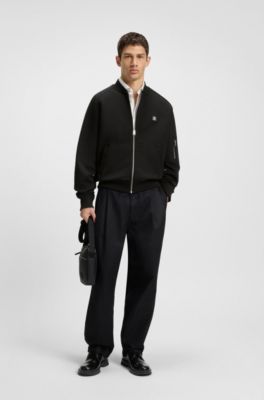 Stacked-logo zip-up sweatshirt in a cotton blend, Black
