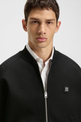 Stacked-logo zip-up sweatshirt in a cotton blend, Black
