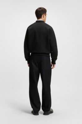 Stacked-logo zip-up sweatshirt in a cotton blend, Black