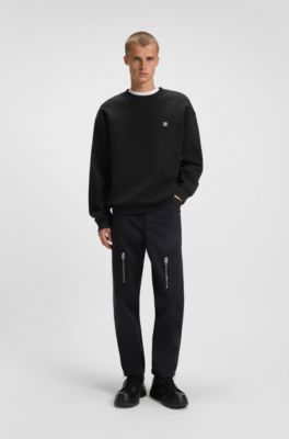 Sudadera de algod&oacute;n con logo apilado, Negro