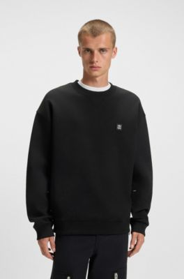 Stacked-logo sweatshirt in a cotton blend, Black