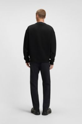 Sweat en coton m&eacute;lang&eacute; avec logo revisit&eacute;, Noir