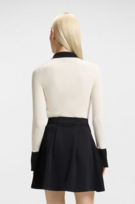 Polo en maille avec patte de boutonnage &agrave; logo revisit&eacute;, Blanc