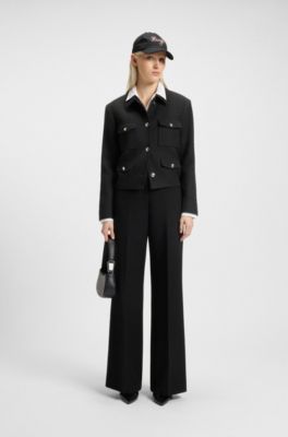 Veste Regular en maille bouclette douce, Noir