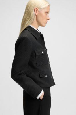 Veste Regular en maille bouclette douce, Noir