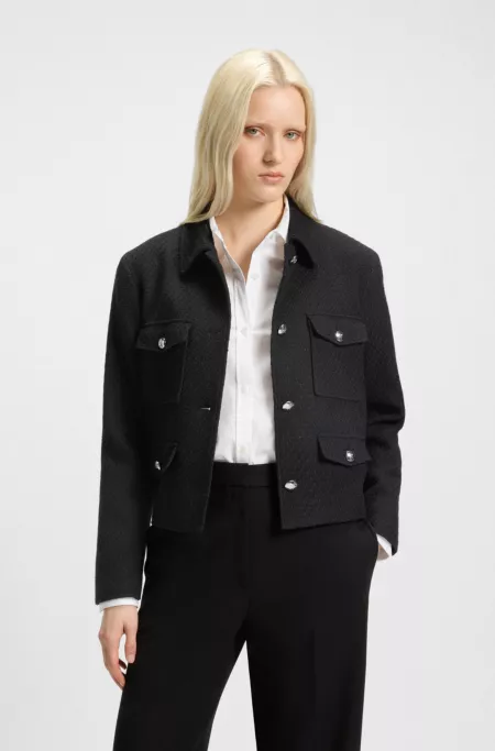 Regular-fit blazer in soft bouclé