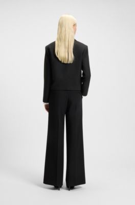 Regular-fit blazer in soft boucl&eacute;, Black