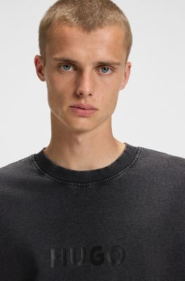 Faded-logo T-shirt in cotton jersey, Black