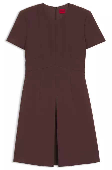 Pleat-front dress with short sleeves