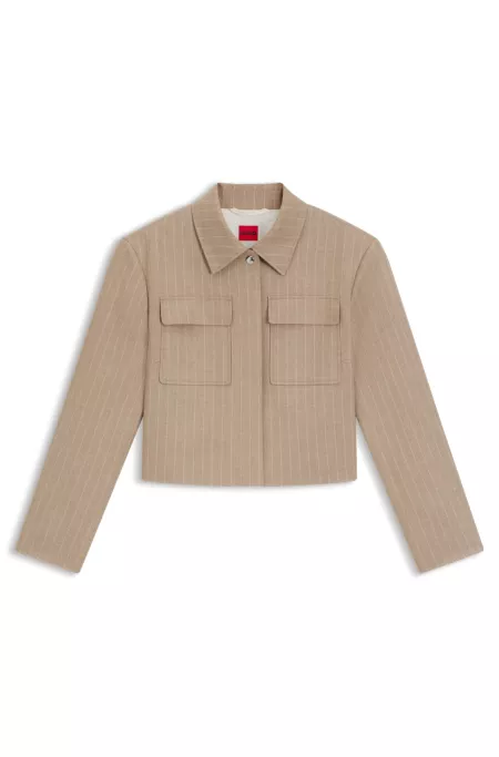 Relaxed-fit blazer in pinstripe flannel