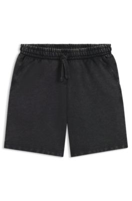 Shorts de felpa de algod&oacute;n con logo estampado tonal, Negro