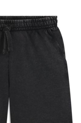 Shorts de felpa de algod&oacute;n con logo estampado tonal, Negro