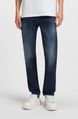 Blue slim-fit jeans in comfort-stretch denim, Dark Blue