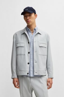 Modern-fit jacket in stretch twill, Light Grey
