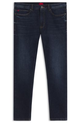 Jean Extra Slim en denim stretch bleu, Bleu fonc&eacute;