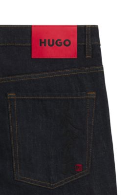Blue tapered-fit jeans in Japanese denim, Dark Blue
