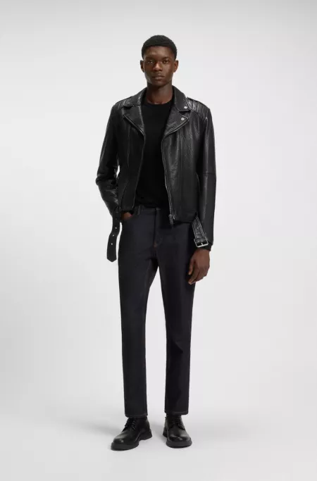 Blue tapered-fit jeans in Japanese denim