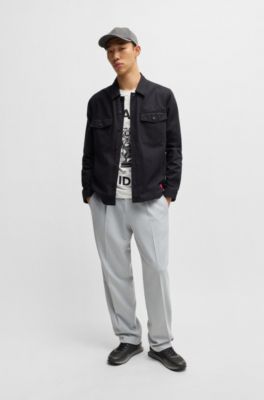 Mixed-material trainers with logo flag, Black