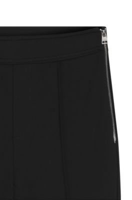 Pantalones acampanados en punto Milano con costura en la parte delantera, Negro