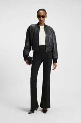 Flared trousers in stretch fabric, Black
