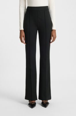 Pantalon Flared en jersey Punto Milano avec couture sur le devant, Noir