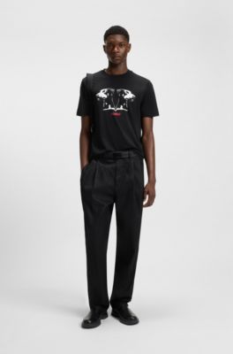 Dobermann-print T-shirt in cotton jersey, Black
