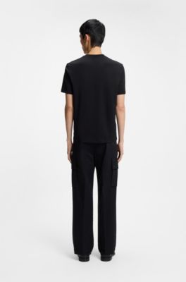 Camiseta en punto de algod&oacute;n con estampado Dobermann, Negro