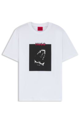 Dobermann-print T-shirt in cotton jersey, White