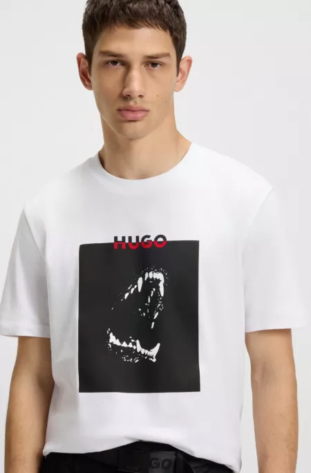 Dobermann-print T-shirt in cotton jersey