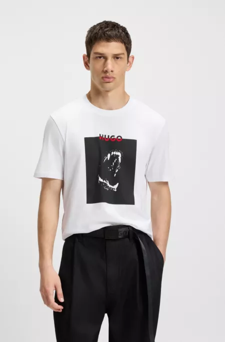 Dobermann-print T-shirt in cotton jersey