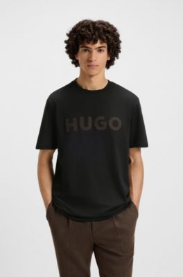 Herringbone-logo T-shirt in cotton jersey, Black