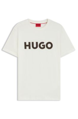 Camiseta de punto de algod&oacute;n con logo de espiga, Blanco