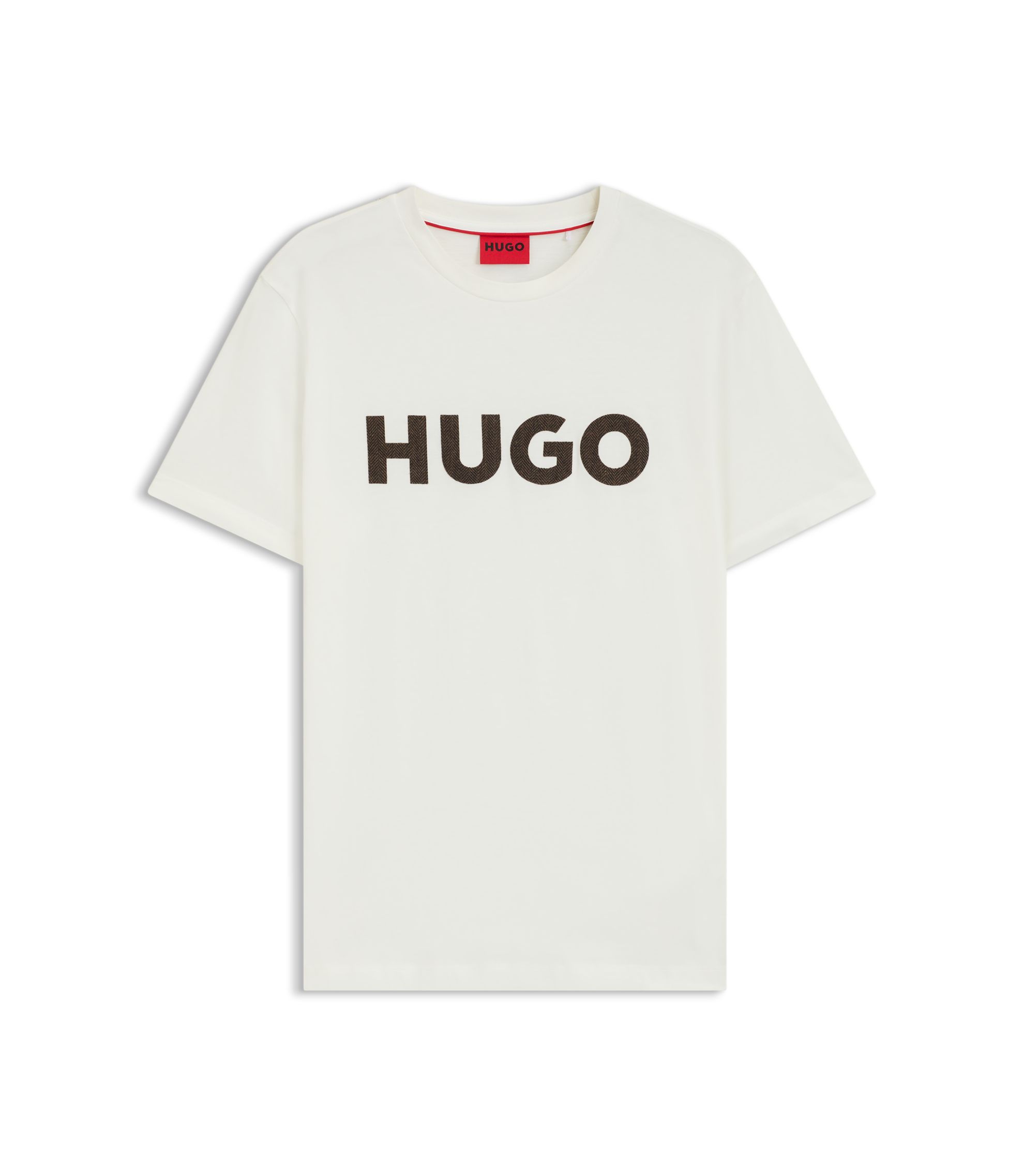 Tシャツ・カットソー Hugo Boss FW25 (50544837 10272412404) HUGO - Cotton-jersey T-shirt with herringbone logo - White