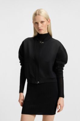 Veste en jersey Punto Milano avec fermeture invisible, Noir