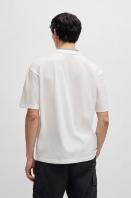 HUGO x RB stretch-cotton polo shirt with carbon stealth logo, White